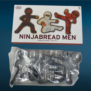 NEW Fred Ninjabread Men Cookie Cutter Set of Three Boxed Humorous Boxed